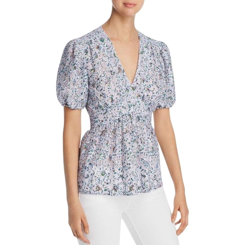 Tory Burch Lavender Floral Blouse Size 4 Feminine Spring